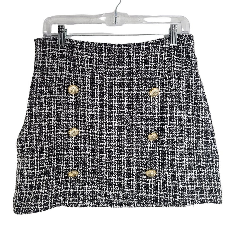 Womens, Black Tweed Nautical Mini Skirt